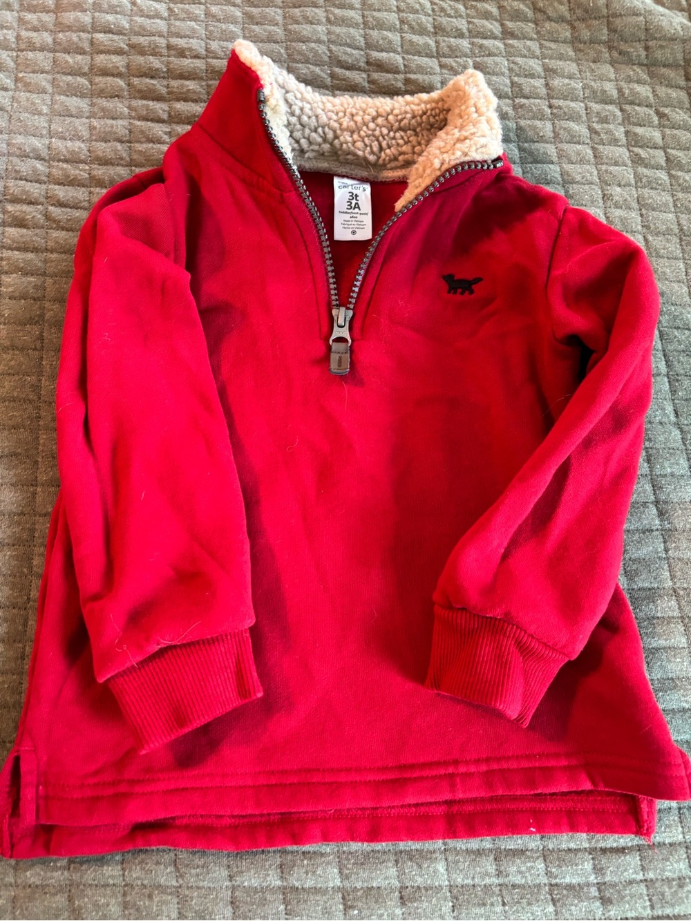 Carters Red Sherpa-Lined Quarter-Zip Sweatshirt size 3T